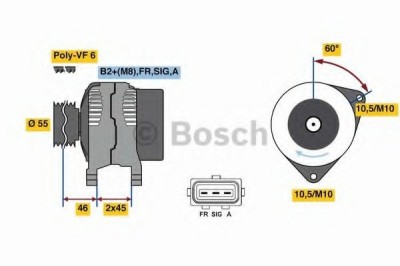 Generator / Alternator VOLVO V50 (MW) (2004 - 2016) BOSCH 0 986 049 071 foto