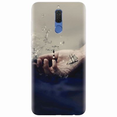 Husa silicon pentru Huawei Mate 10 Lite, 3D Hand Ocean Render foto