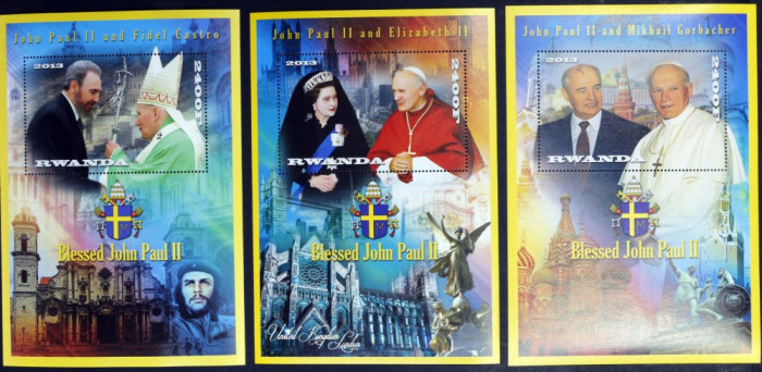 RWANDA - Papa Ioan Paul al II lea-3 Colite.**- RW 094