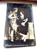 ww1-C.P. militara 1916-Soldat cu sotia. Carte postala veche Primul razboi m.