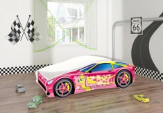 Set Pat Tineret 160x80 Speed Race Car Pink + Saltea foto