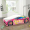 Set Pat Tineret 160x80 Speed Race Car Pink + Saltea