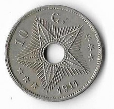 Moneda 10 centimes 1911 - Congo Belgian foto