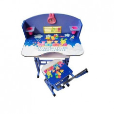 Birou cu scaunel pentru copii, inaltime reglabila Albastru foto