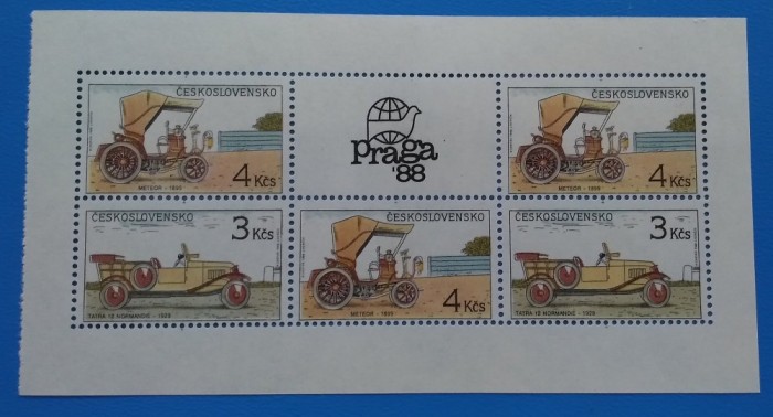 Cehoslovacia-88''-Masini vechi de colectie''-Colita-MNH Cehoslovacia-88''-Masini vechi de colectie''-Colita-MNH