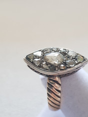 ANTIC inel din aur de 14 kt cu diamante rose cut foto