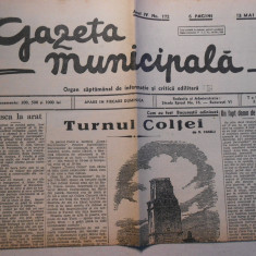 Gazeta municipala, 12 mai 1935, 6 pagini, stare foarte buna