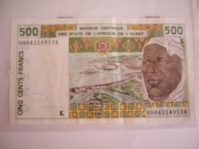 B11 - Bancnota foarte veche - Africa de vest - 500 franci foto
