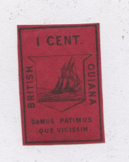 1852-BRITISH GUIANA CU GUMA ORIGINALA,SG 9,MNH.(REIMPRESIUNE 1864). foto