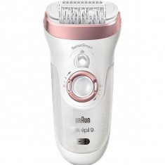 Epilator Braun Silk-epil 9 SensoSmart 9-890, 40 pensete, 2 viteze, fara fir, Alb-Roz foto