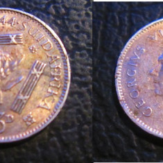 Africa de Sud : 3 pence 1944 . moneda din argint,rara