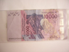 MDBS - BANCNOTA AFRICA DE VEST - 10000 FRANCI - 2003 foto