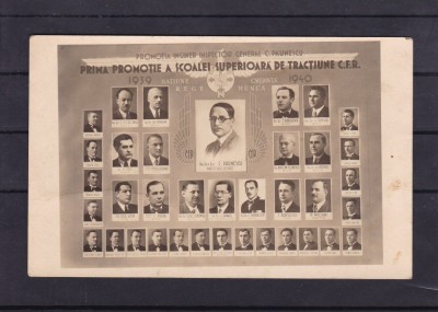 1939/40 PRIMA PROMOTIE A SCOALEI SUPERIOARE DE TRACTIUNE C.F.R.GENERAL PAUNESCU foto