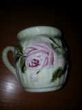 Halba cana ceasca ceramica model floral roz in relief