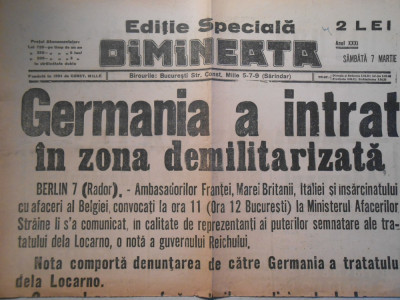 Ziarul Dimineata, editie speciala, samb. 7 mart. 1937, 2 pag. foto