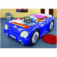 Pat masina pentru copii Plastiko Sleep Car Albastru foto