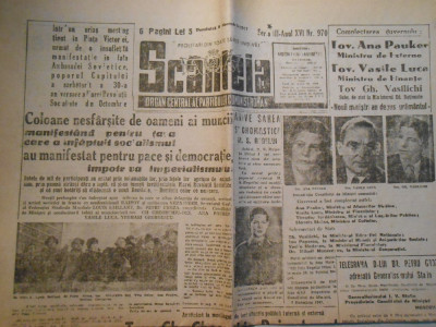 Ziarul Scanteia, dum. 9 nov. 1947, 6 pag., raportul Molotov, stare buna foto