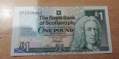 M1 - Bancnota foarte veche - Marea Britanie - Scotia - o lira sterlina foto