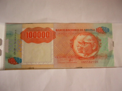 M1 - Bancnota foarte veche - Angola - 100000 kwanzas foto