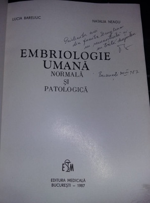 Embriologie Umana Normala Si Patologica-Lucia Bareliuc,Natalia Neagu,T.GRATUIT foto
