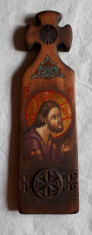 icoana pictata pe lemn de tei sculptat- ISUS foto