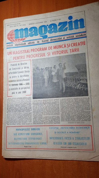 ziarul magazin 8 septembrie 1984-program de dezvolateaa romaniei 1986-1990