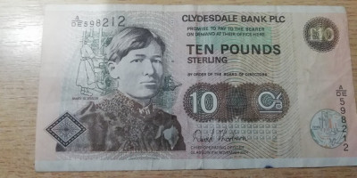 M1 - Bancnota foarte veche - Marea Britanie - Clydesdale - 10 lire sterline foto