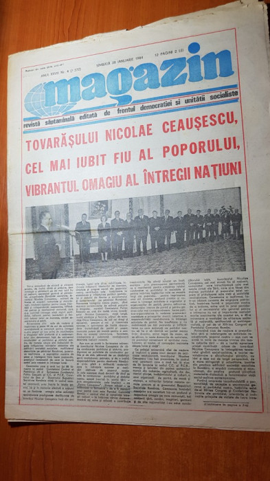 ziarul magazin 28 ianuarie 1984 - articol despre ziua de nastere a lui ceausescu