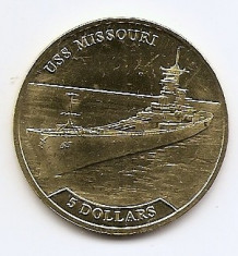 Nauru 5 Dollars 2017 - Elizabeth II (USS Missouri) 35.5 mm KM-New aUNC !!! foto