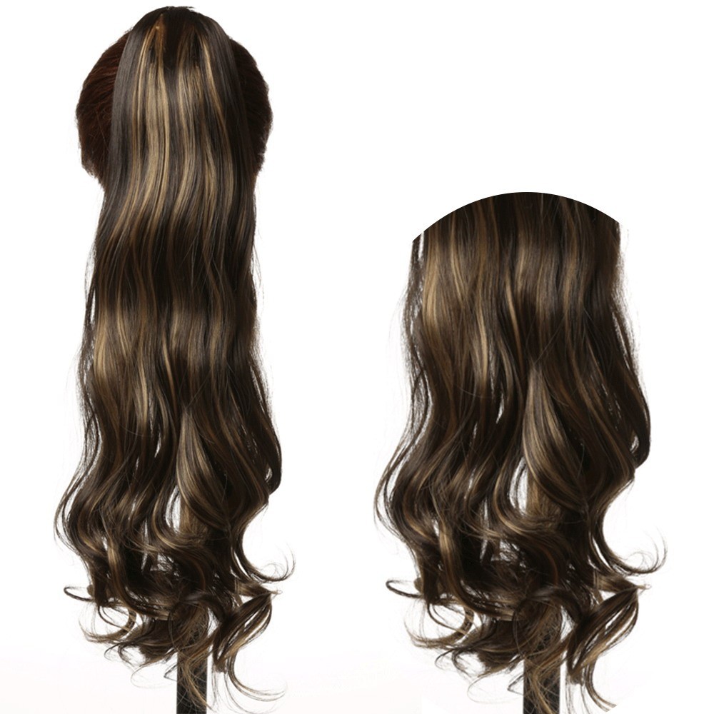 Coada Par Sintetic Cu Clema Ondulat Castaniu Suvite Blonde 58cm