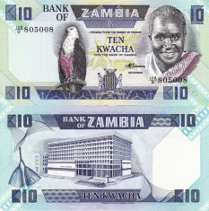 ZAMBIA 10 kwacha 1980-88 NECIRCULATA UNC foto