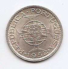 Mozambic 10 Escudos 1952 - Argint 5 g/720, 24 mm KM-79 foto