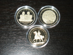Lot 3 monede comemorative Romania 50 bani 2018, capsule foto