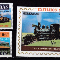 Honduras 1996 trenuri locomotive MI 1311-1312 + bl.56 MNH w55