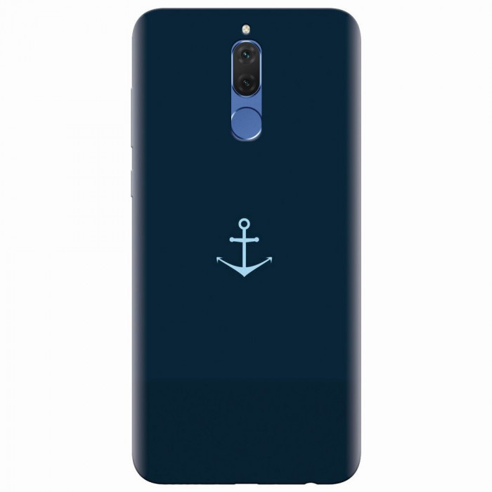 Husa silicon pentru Huawei Mate 10 Lite, Blue Navy Anchor Illustration Flat