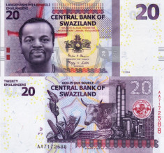 SWAZILAND 20 emalangeni 2014 UNC!!! foto