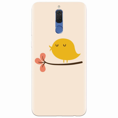 Husa silicon pentru Huawei Mate 10 Lite, Flat Minimal Cute Bird Illustration foto