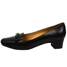 Pantofi dama, din piele naturala, Deska, B14338B-1, negru 38.5 foto