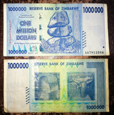ZIMBABWE 1 000 000 1.000.000 dollars dolari 2008 CIRCULATA stare foarte buna foto