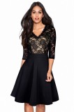 B775-1 Rochie stylish din dantela florala, S, S/M