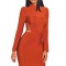 BAN467-19 Rochie scurta bandage cu maneci lungi si snur la spate