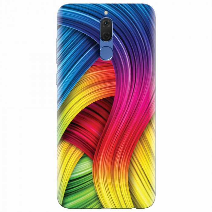 Husa silicon pentru Huawei Mate 10 Lite, Curly Colorful Rainbow Lines Illustration