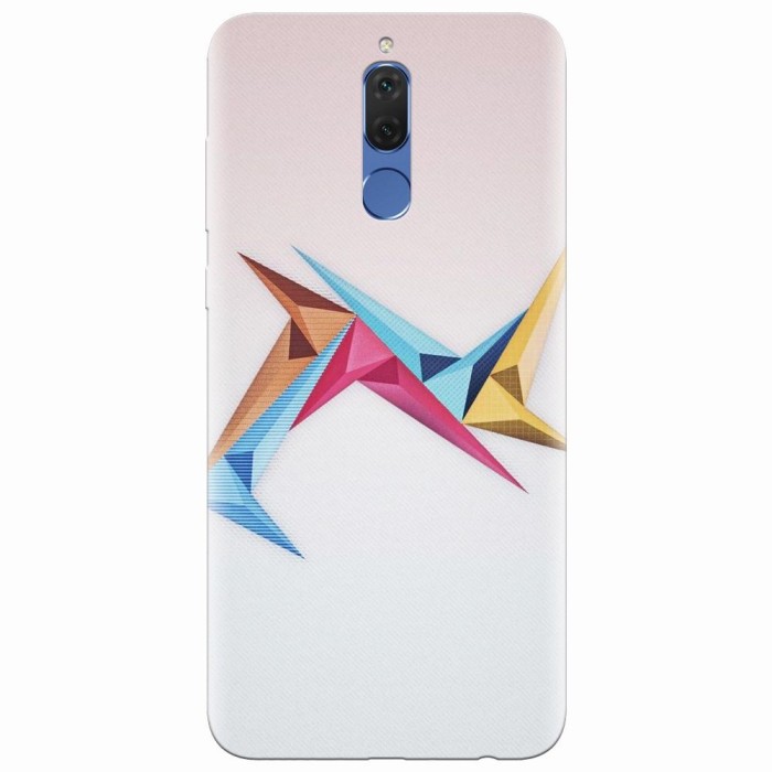 Husa silicon pentru Huawei Mate 10 Lite, Abstract Minimalistic Colors Triangles