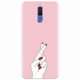 Husa silicon pentru Huawei Mate 10 Lite, Pink Finger Cross