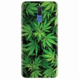 Husa silicon pentru Huawei Mate 10 Lite, Green Leaf Pattern