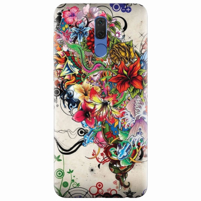 Husa silicon pentru Huawei Mate 10 Lite, Abstract Flowers Tattoo Illustration foto