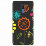 Husa silicon pentru Huawei Mate 10 Lite, Colorful Spring Birds Flowers Vectors