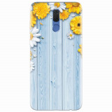 Husa silicon pentru Huawei Mate 10 Lite, Sunflower On Blue Wood