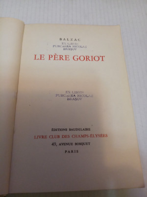 Le Pere Goriot - Balzac foto