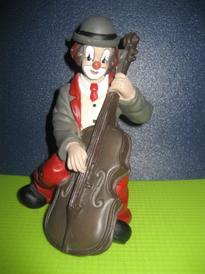 1067-I- Statuieta veche Gilde Clowns-Comedy Collection-Clown la contrabas. foto